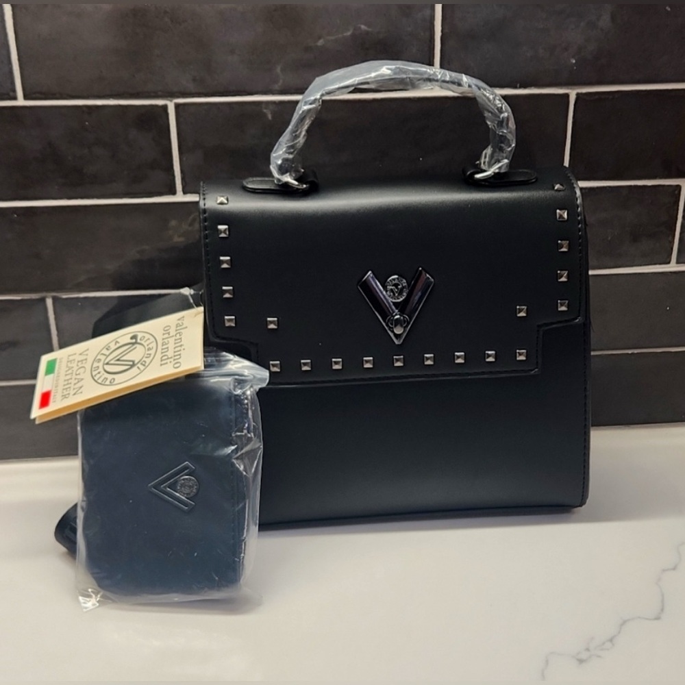 Valentino Orlandi Gunmetal Studded bag NWT